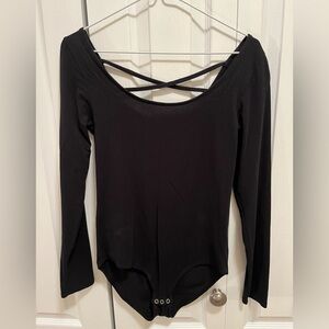 NWOT American Eagle Black Criss Cross Back Bodysuit
